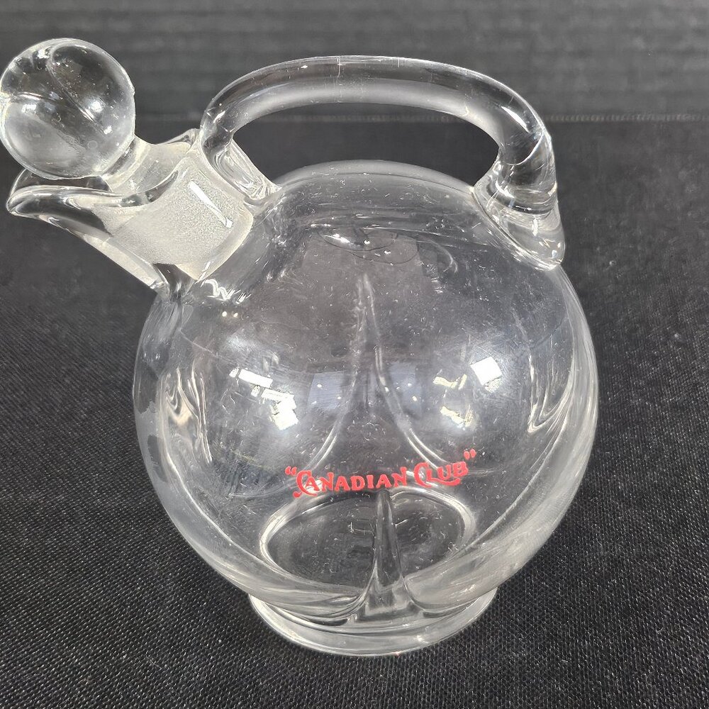 Vintage 1930s Cambridge Tilt Decanter With Stopper Canadian Club Logo in Red